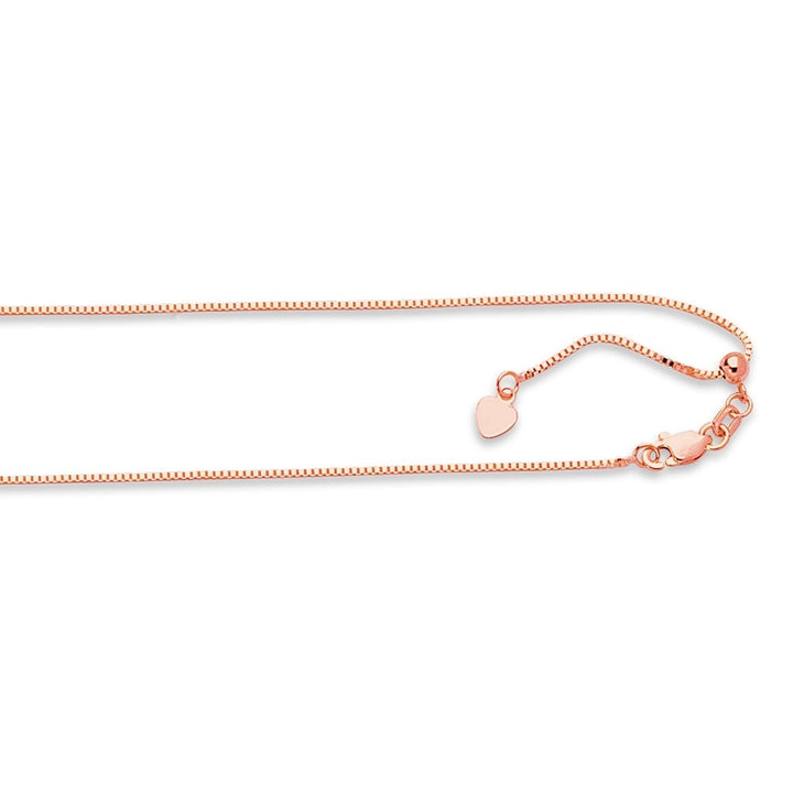 0.7MM Solid Adjustable Box Chain 14K Rose Gold Up to 22" Image 1