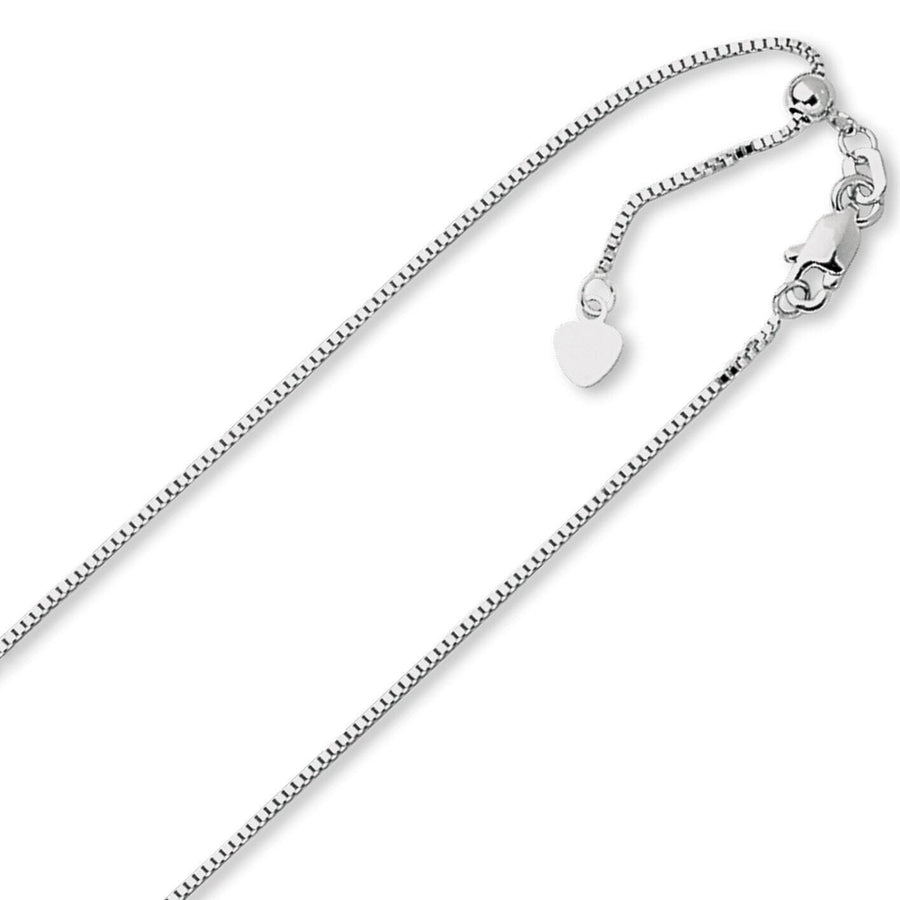 1.2mm Solid Adjustable Box Chain Necklace REAL 14K White Gold Up To 22" Image 1