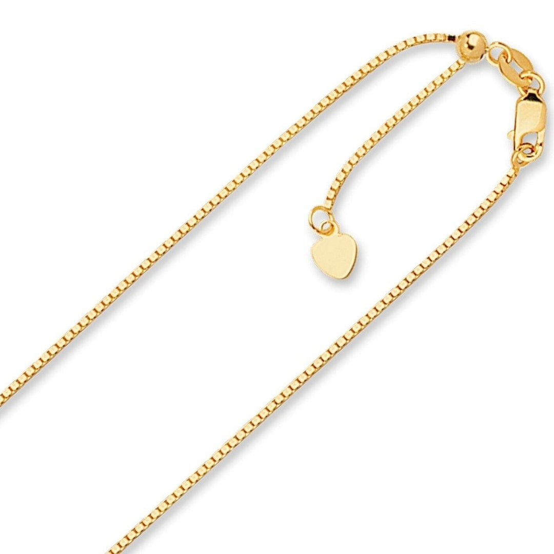 1.2MM Solid Adjustable Box Chain Real 14K Yellow Gold Up to 22" Image 1