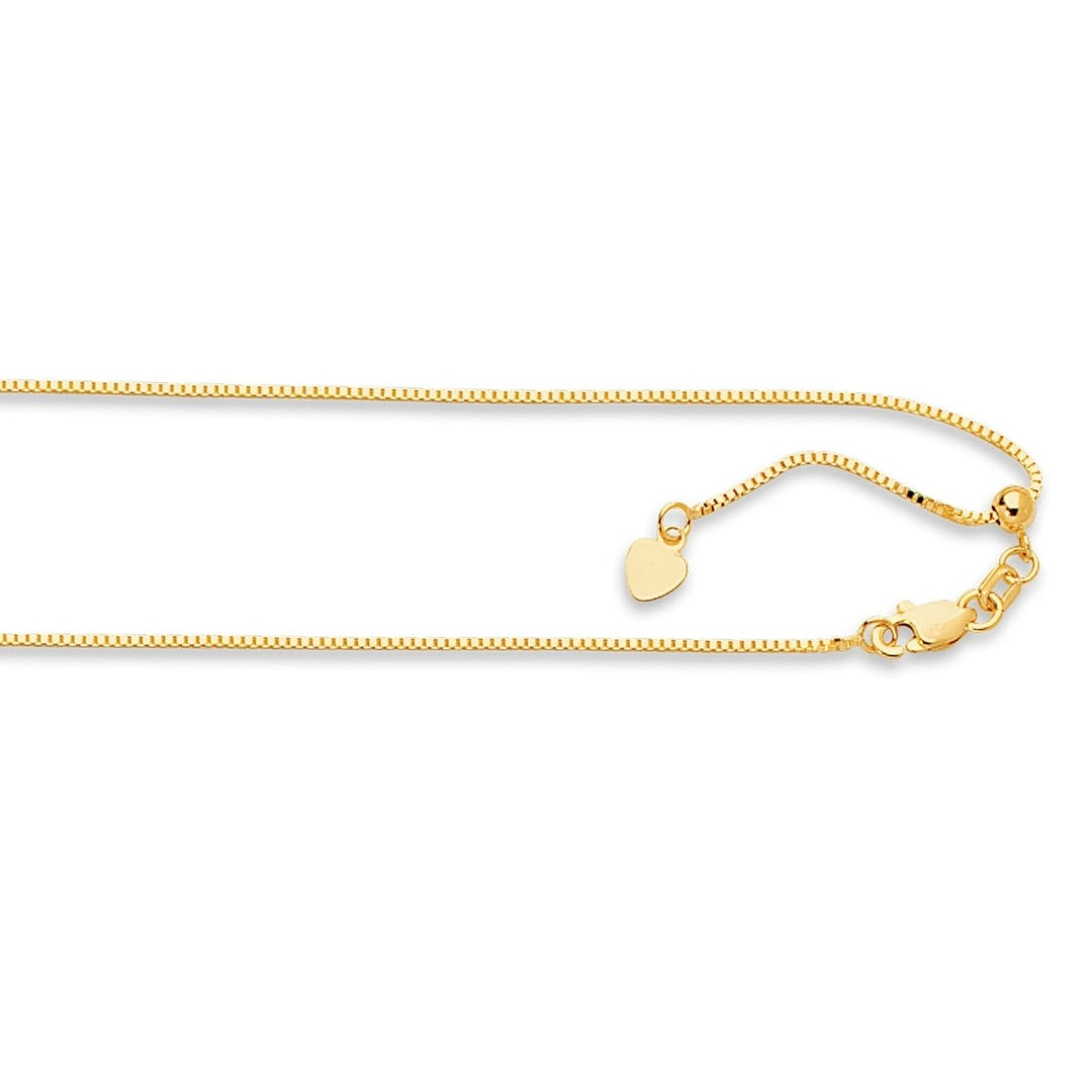 1.2MM Solid Adjustable Box Chain Real 14K Yellow Gold Up to 22" Image 2