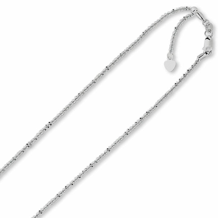 1.5mm Solid Adjustable Sparkle Twisted Rock Chain 10K White Gold Up to 22" Image 1