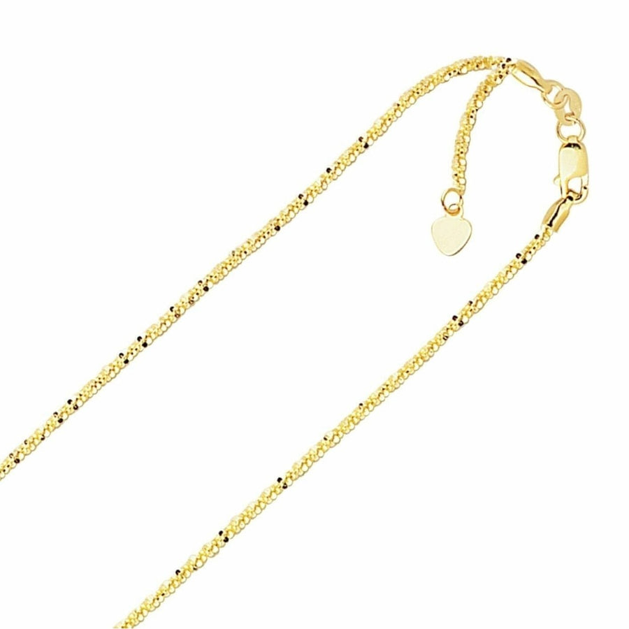 1.5mm Solid Adjustable Sparkle Twisted Rock Chain 10K Yellow Gold Up To 22" Image 1