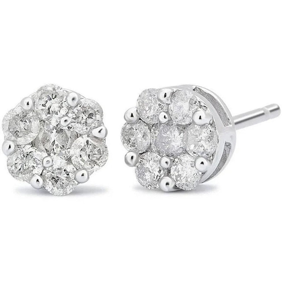 1/2CT T.W. CZ Sterling Silver Flower Cluster Stud Earrings Image 1