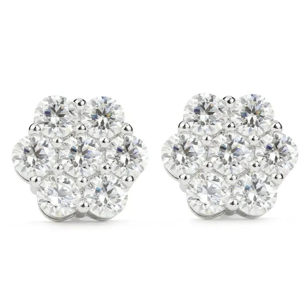 1/2CT T.W. CZ Sterling Silver Flower Cluster Stud Earrings Image 2