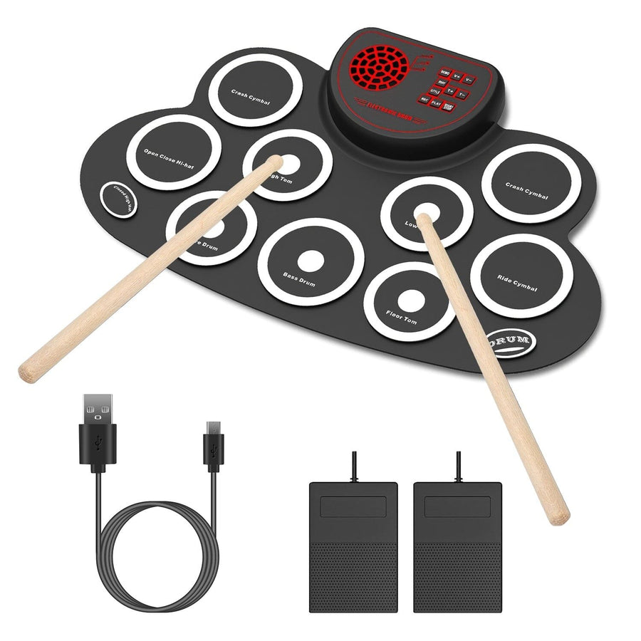 10 Pads Electric Drum Set Foldable Image 1