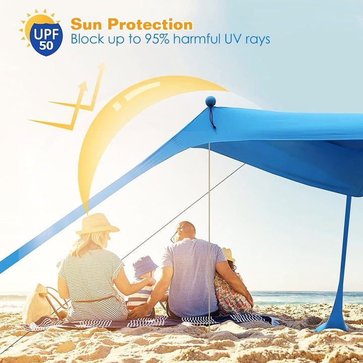 10 x 10 ft Sun Shelter Family Beach Tent Outdoor Shade UPF50+ with Sandbag Image 8