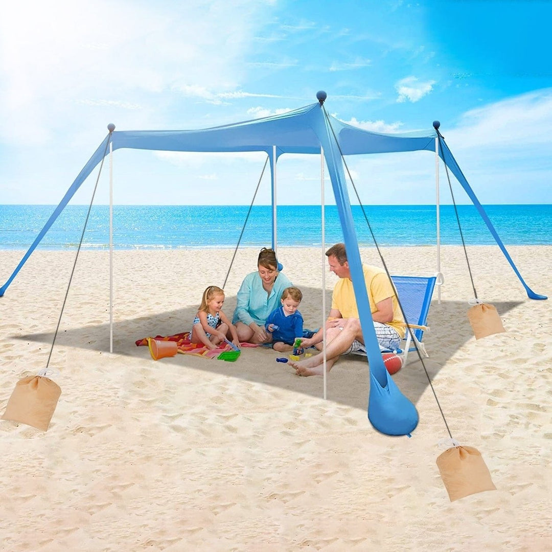 10 x 10 ft Sun Shelter Family Beach Tent Outdoor Shade UPF50+ with Sandbag Image 10