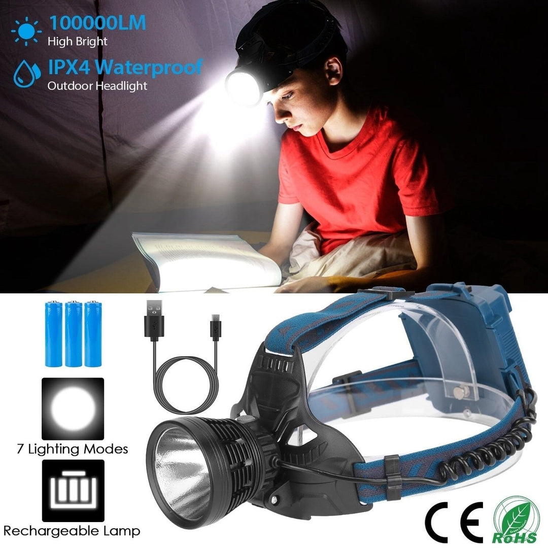 100000LM LED 7 Lighting Modes Rechargeable Headlights Image 11