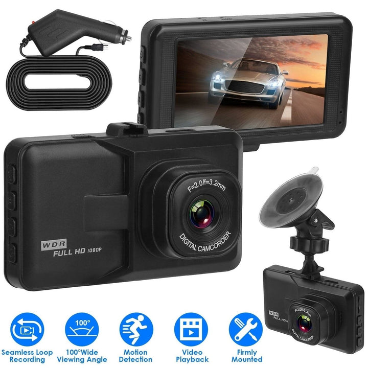 1080P Car DVR 3" Camera Dash Cam with 100 Angle Loop Recording Motion Detection Image 4