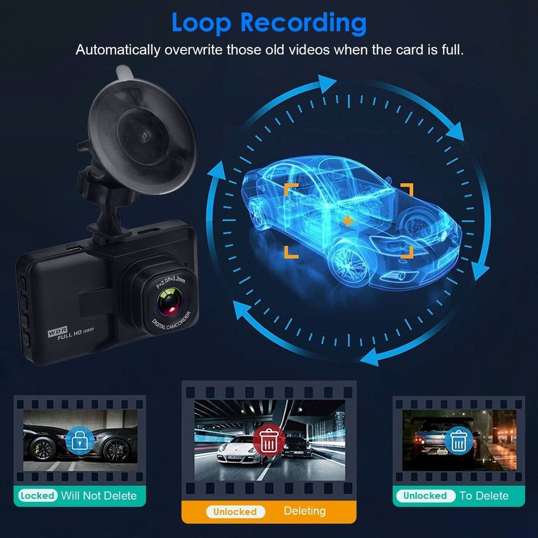 1080P Car DVR 3" Camera Dash Cam with 100 Angle Loop Recording Motion Detection Image 8