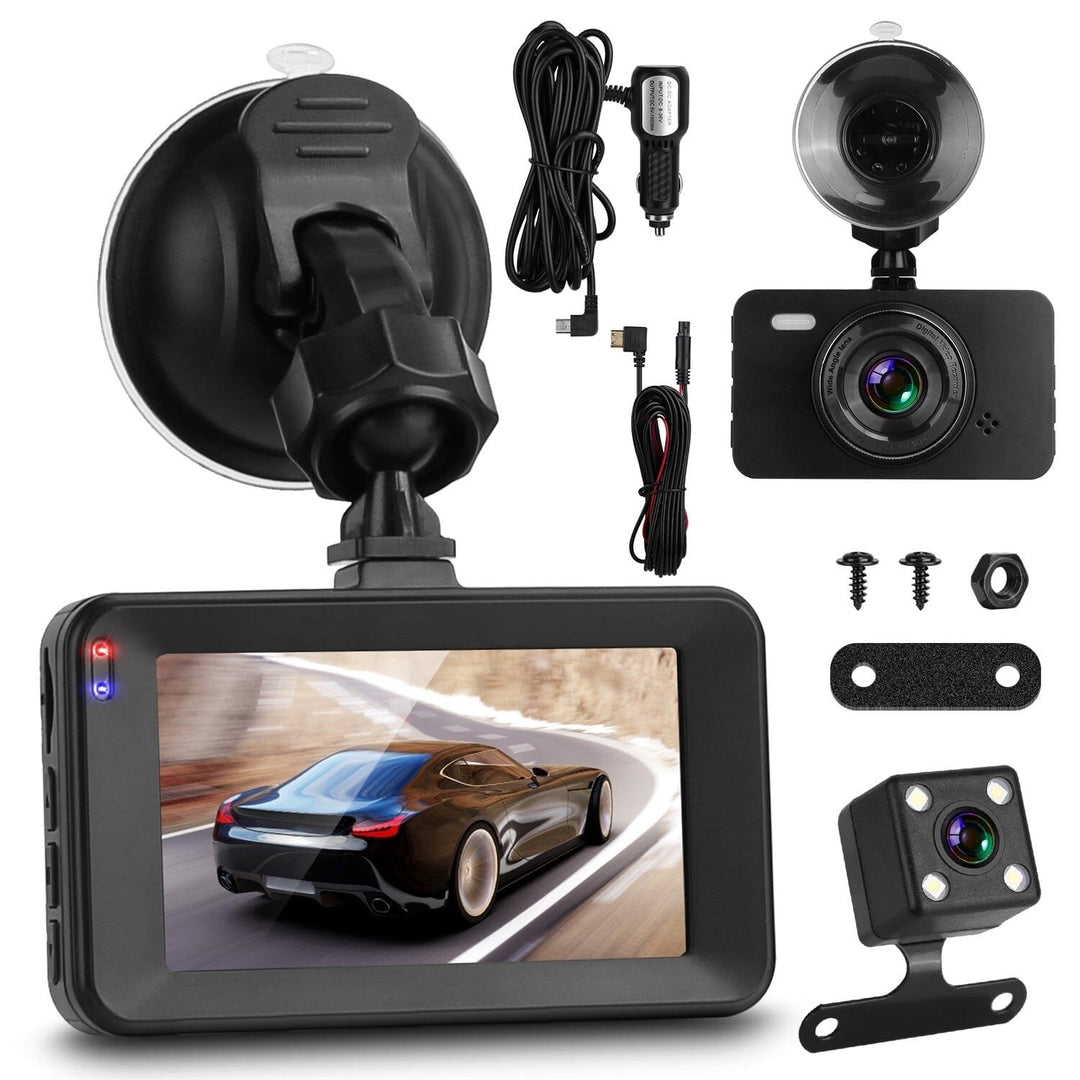 1080P Dual Dash Cam 3" Screen with Front and Rear Camera G-Sensor Motion Night Vision Loop Recording Image 3