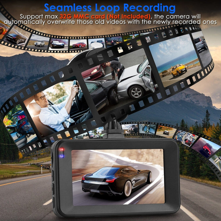 1080P Dual Dash Cam 3" Screen with Front and Rear Camera G-Sensor Motion Night Vision Loop Recording Image 10