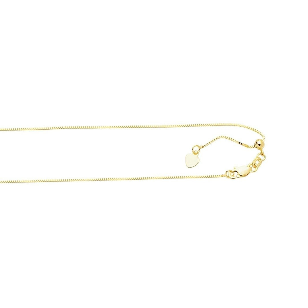 10K Yellow Gold 0.8MM Solid Adjustable Up to 22" Box Chain Necklace Image 1