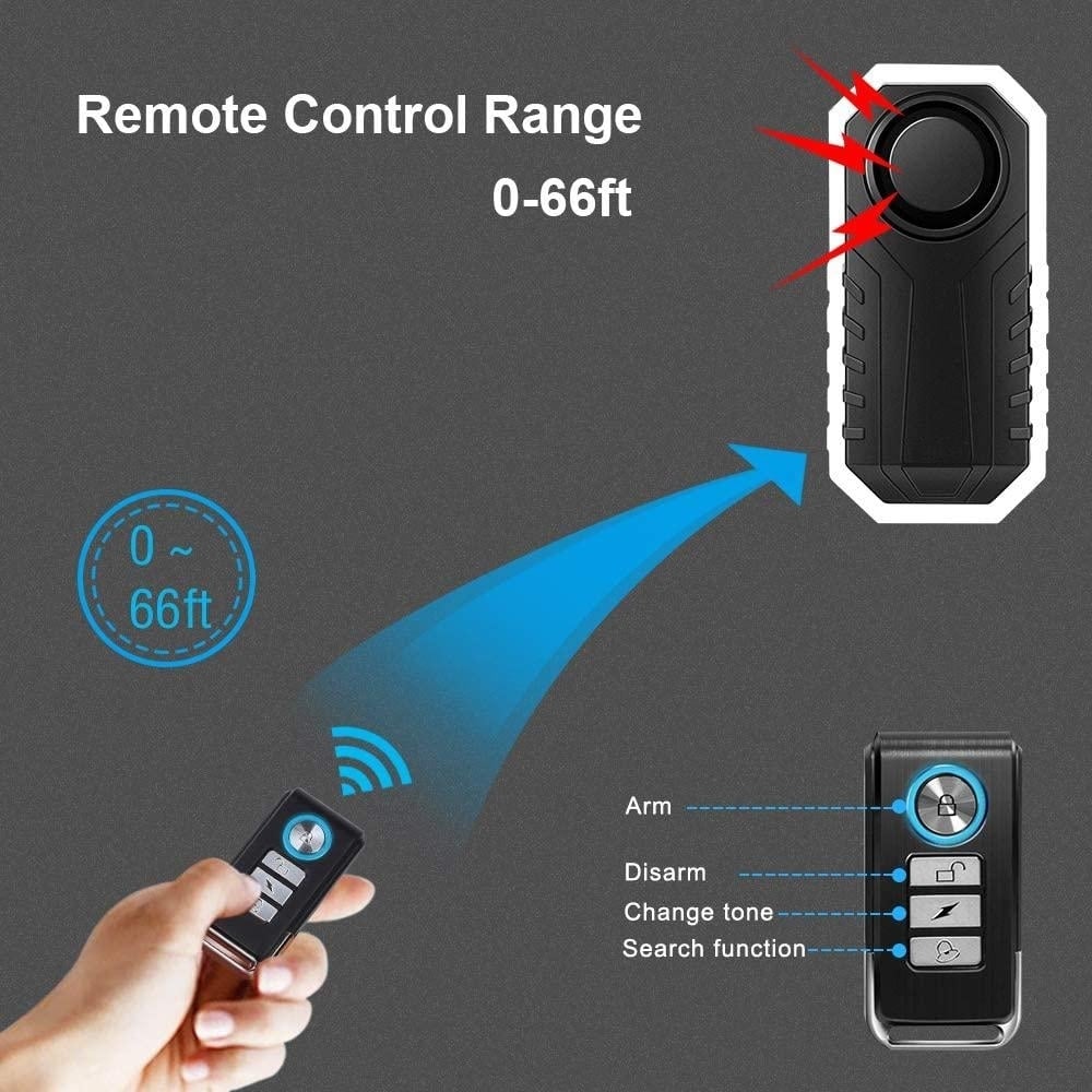 113dB Wireless Vibration Motion Sensor Waterproof Bike Alarm with Remote Image 4