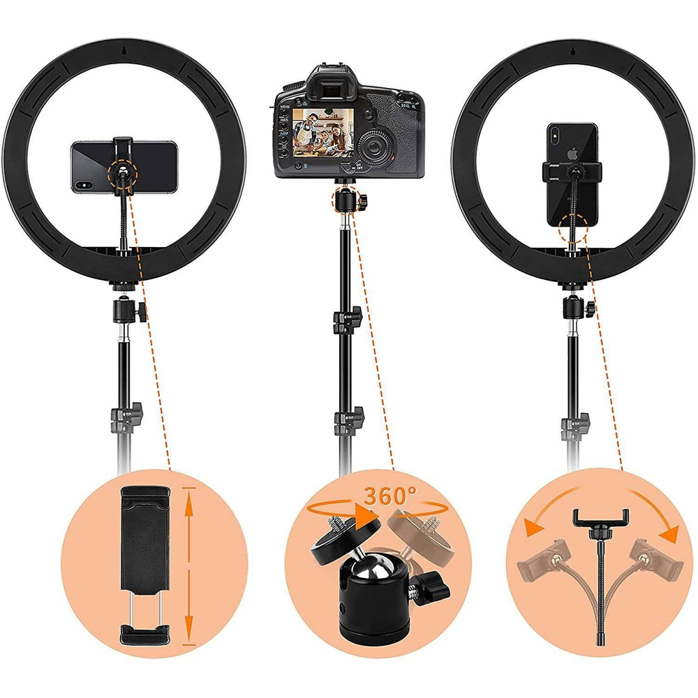 12" Selfie Ring Light with Tripod Stand and Phone Holders Image 2