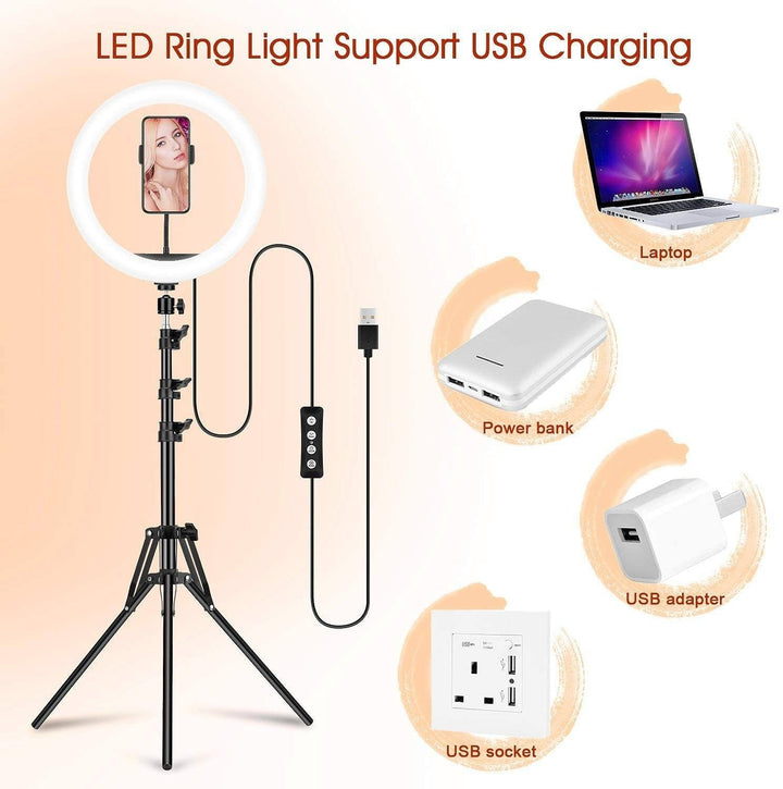 12" Selfie Ring Light with Tripod Stand and Phone Holders Image 7