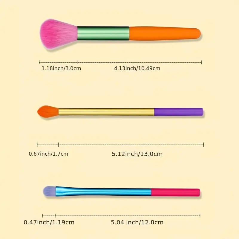 15-Pieces: Rainbow Color fine Makeup Brush Set Image 3