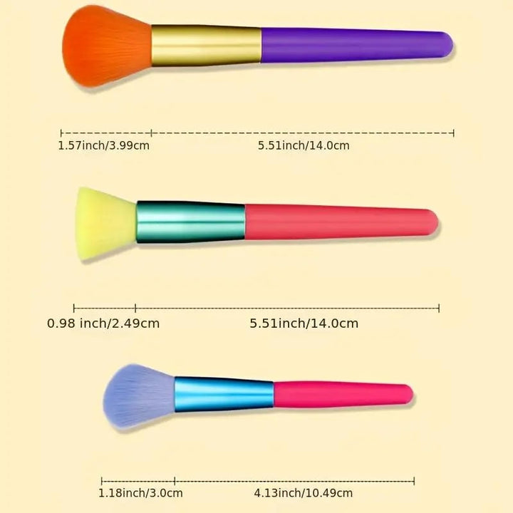 15-Pieces: Rainbow Color fine Makeup Brush Set Image 4