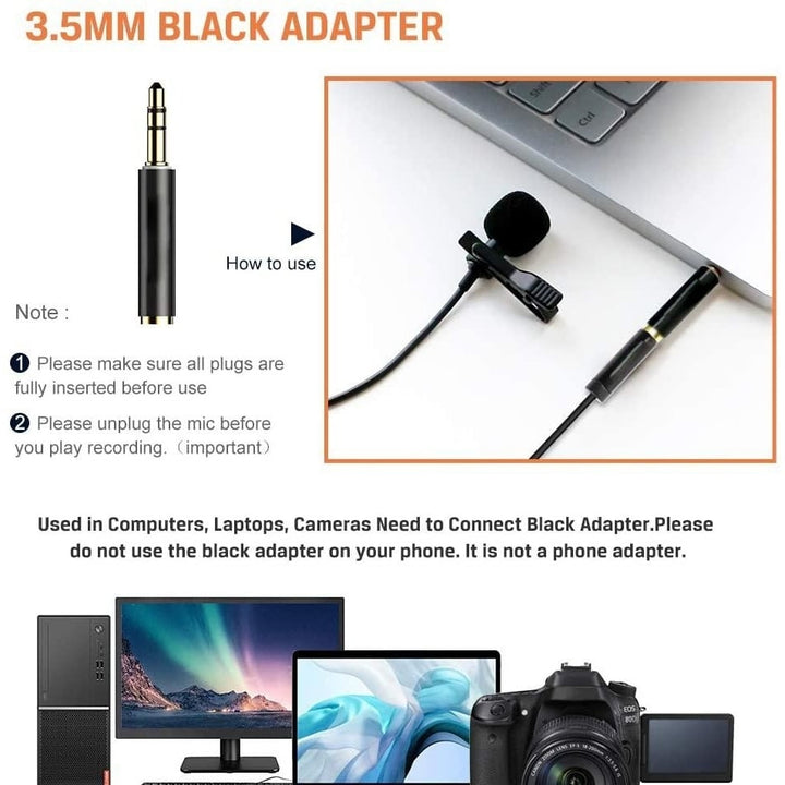 16 Feet Single Head Lavalier Lapel Microphone Omnidirectional Condenser Mic Image 1