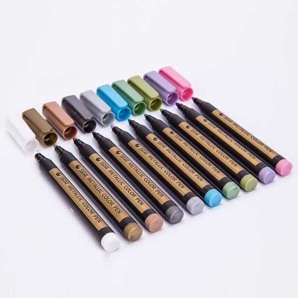 10-Piece: Metallic Paint Marker Pen Permanent Image 1