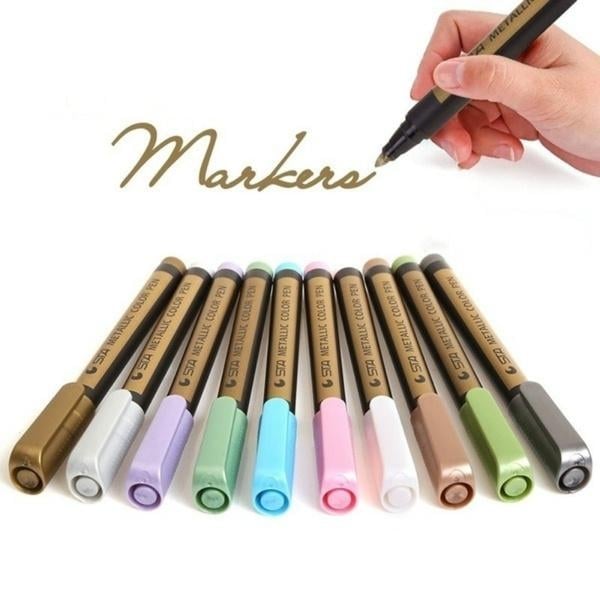 10-Piece: Metallic Paint Marker Pen Permanent Image 4