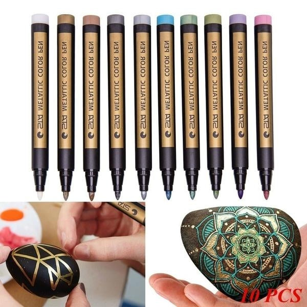 10-Piece: Metallic Paint Marker Pen Permanent Image 6