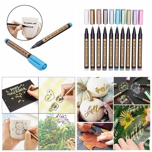 10-Piece: Metallic Paint Marker Pen Permanent Image 7