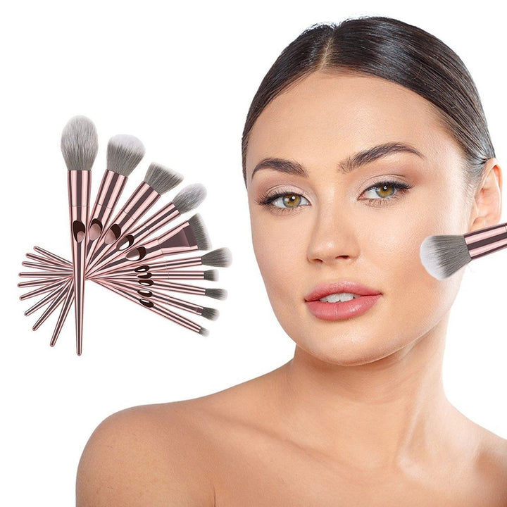 10-Piece: Metallic Premium Cosmetic Makeup Brushes Set Image 2