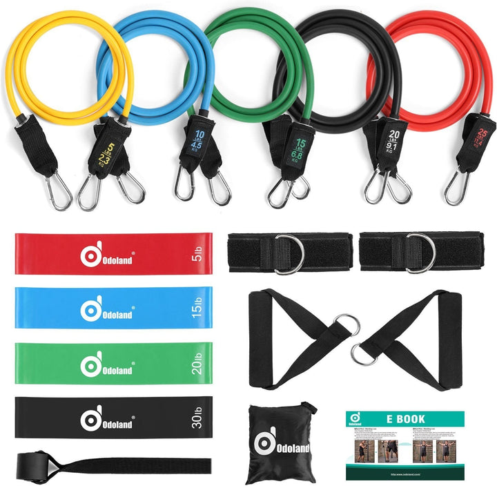 16-Pieces: Resistance Bands Set for Burning Fat and Muscle Strength Image 1