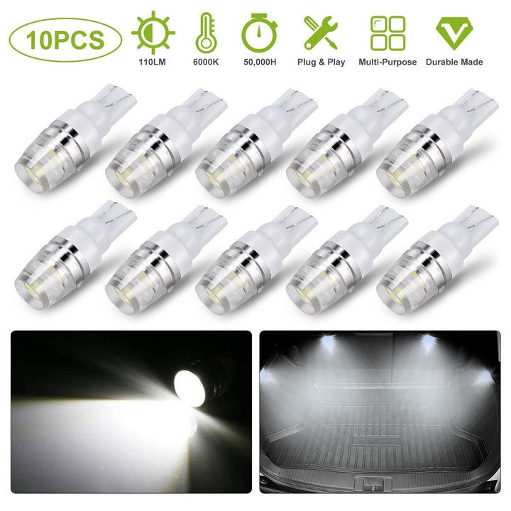 10-Piece: Xenon White Wedge Base LED Bulbs Image 4