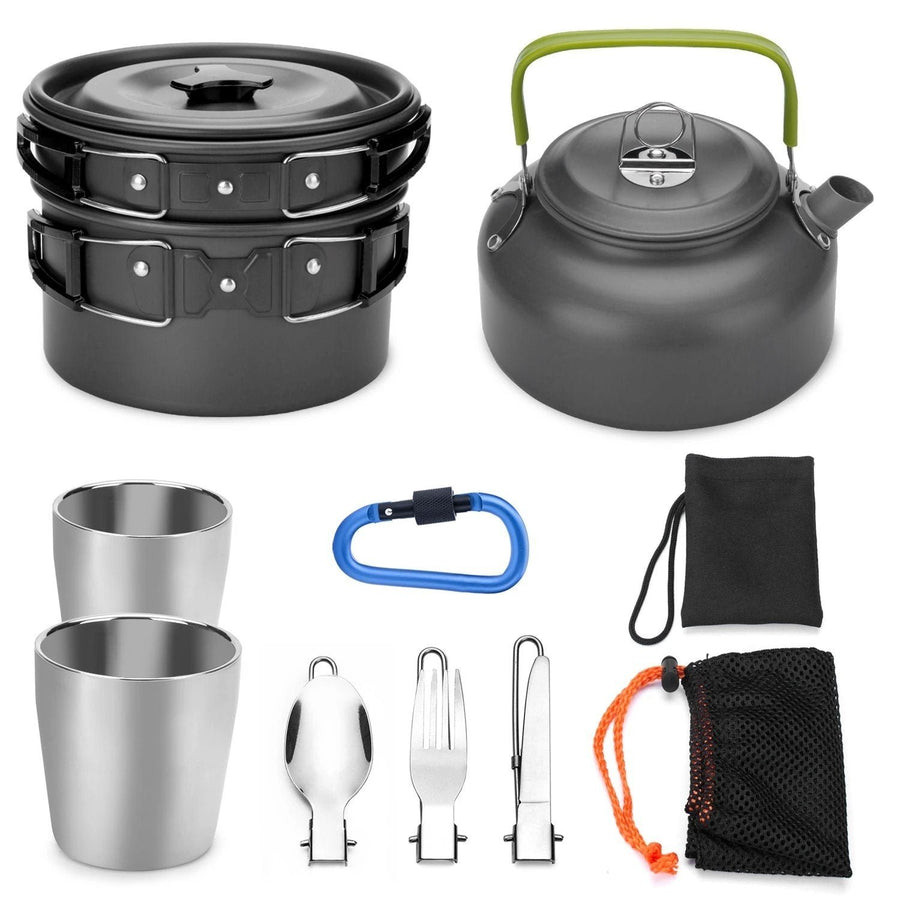 10-Pieces: ODOLAND Camping Cookware Mess Kit Image 1