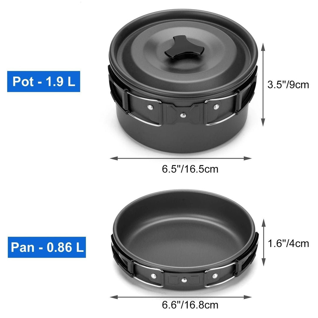 10-Pieces: ODOLAND Camping Cookware Mess Kit Image 4