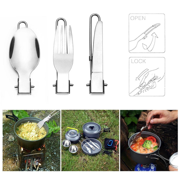 10-Pieces: ODOLAND Camping Cookware Mess Kit Image 6