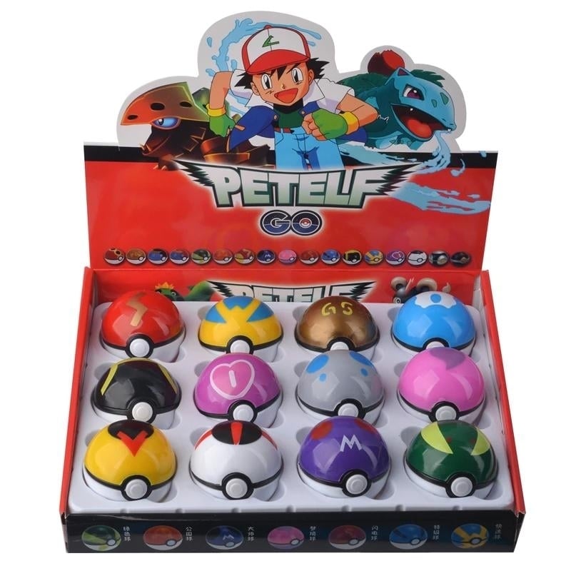 12-Pack: Pocket Monster Pikachu Action Figure Pokemon Game Poke Ball Image 1