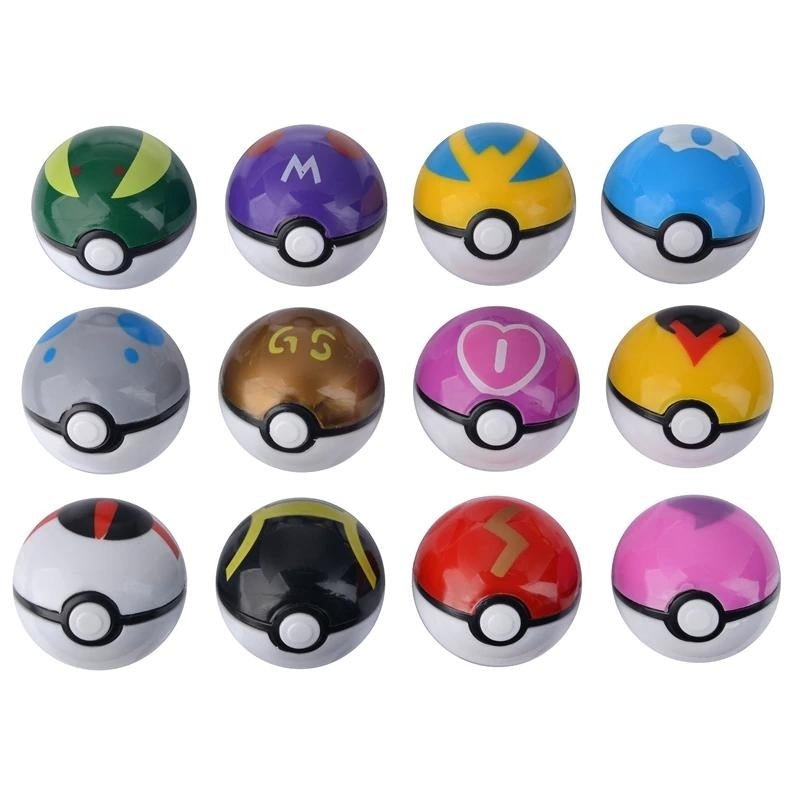 12-Pack: Pocket Monster Pikachu Action Figure Pokemon Game Poke Ball Image 2