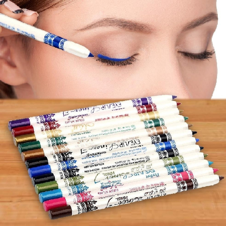 12-Pack: Professional Vivid Multi-Color Eye and Lip Liner Pencil Set Image 1