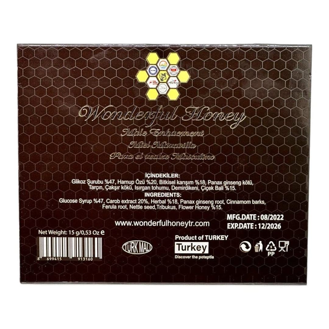 12-Pack: Royal Honey for Men with Panax Ginseng Rootand Tribulus Flower Honey 12 x 15 Gram Sachets Rino (Burgandy) Image 4