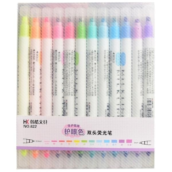 12-Piece: Cute Double Head Fluorescent Pen Highlighters Set Image 1