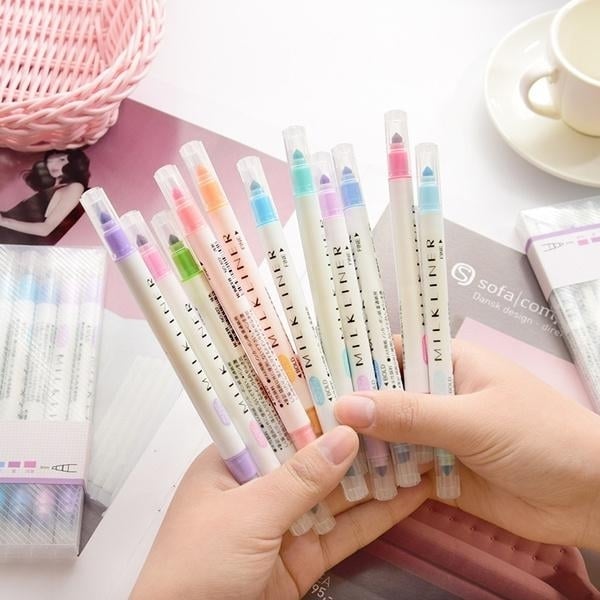 12-Piece: Cute Double Head Fluorescent Pen Highlighters Set Image 3