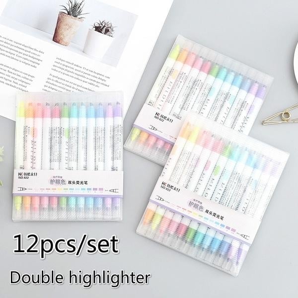 12-Piece: Cute Double Head Fluorescent Pen Highlighters Set Image 4