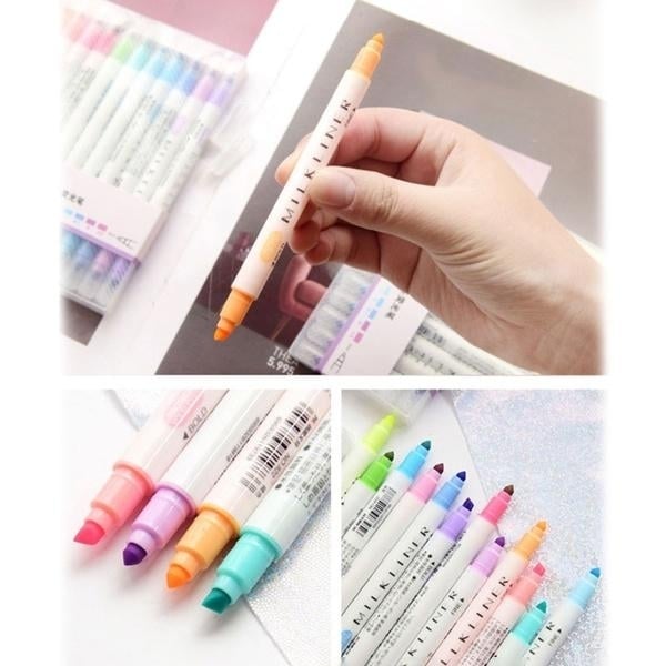 12-Piece: Cute Double Head Fluorescent Pen Highlighters Set Image 6