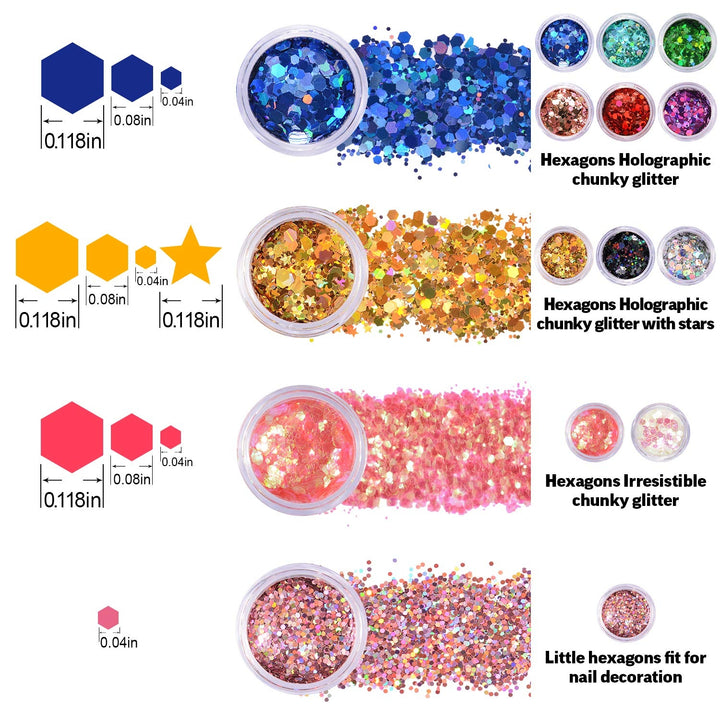 12-Piece: Holographic Chunky Glitters Image 2