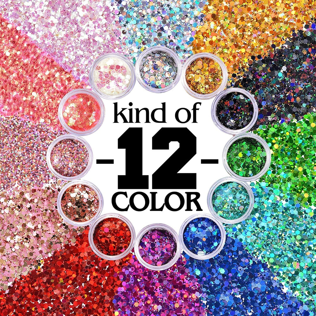 12-Piece: Holographic Chunky Glitters Image 3