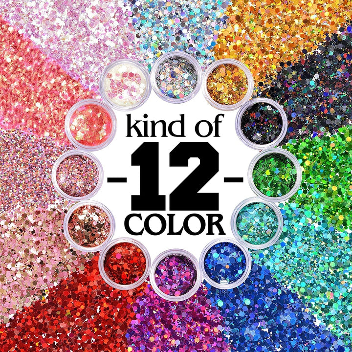 12-Piece: Holographic Chunky Glitters Image 3