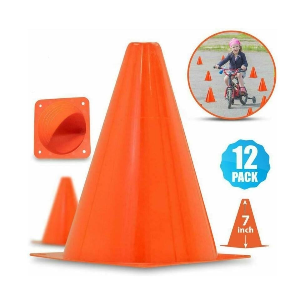 12-Piece: Plastic Cone 7" Orange Colored for Driving Practice,Training Parties Image 1