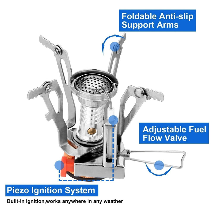 12-Piece: ODOLAND Camping Cookware Mess Kit with Mini Stove Image 7