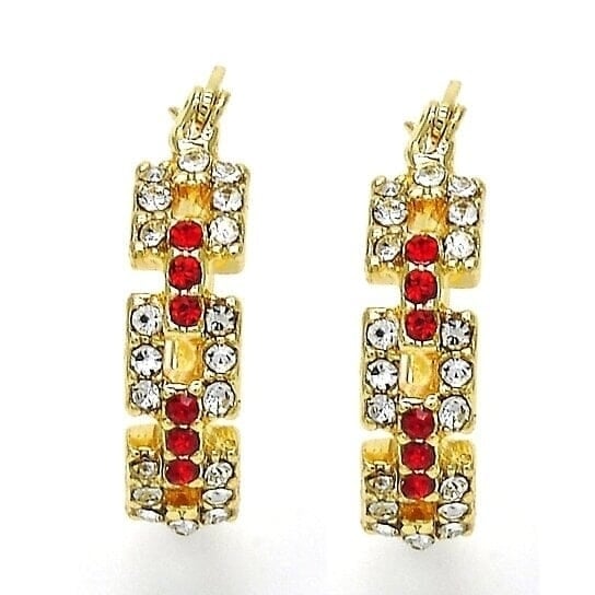 14k Gold Filled Garnet Unique Shape Earrings Image 2