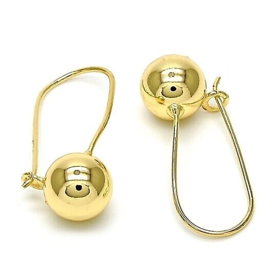 14K Gold Filled High Polish Finish Leverback Earring Ball Design Polished Finish Golden Tone Image 1