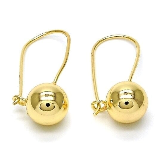 14K Gold Filled High Polish Finish Leverback Earring Ball Design Polished Finish Golden Tone Image 2