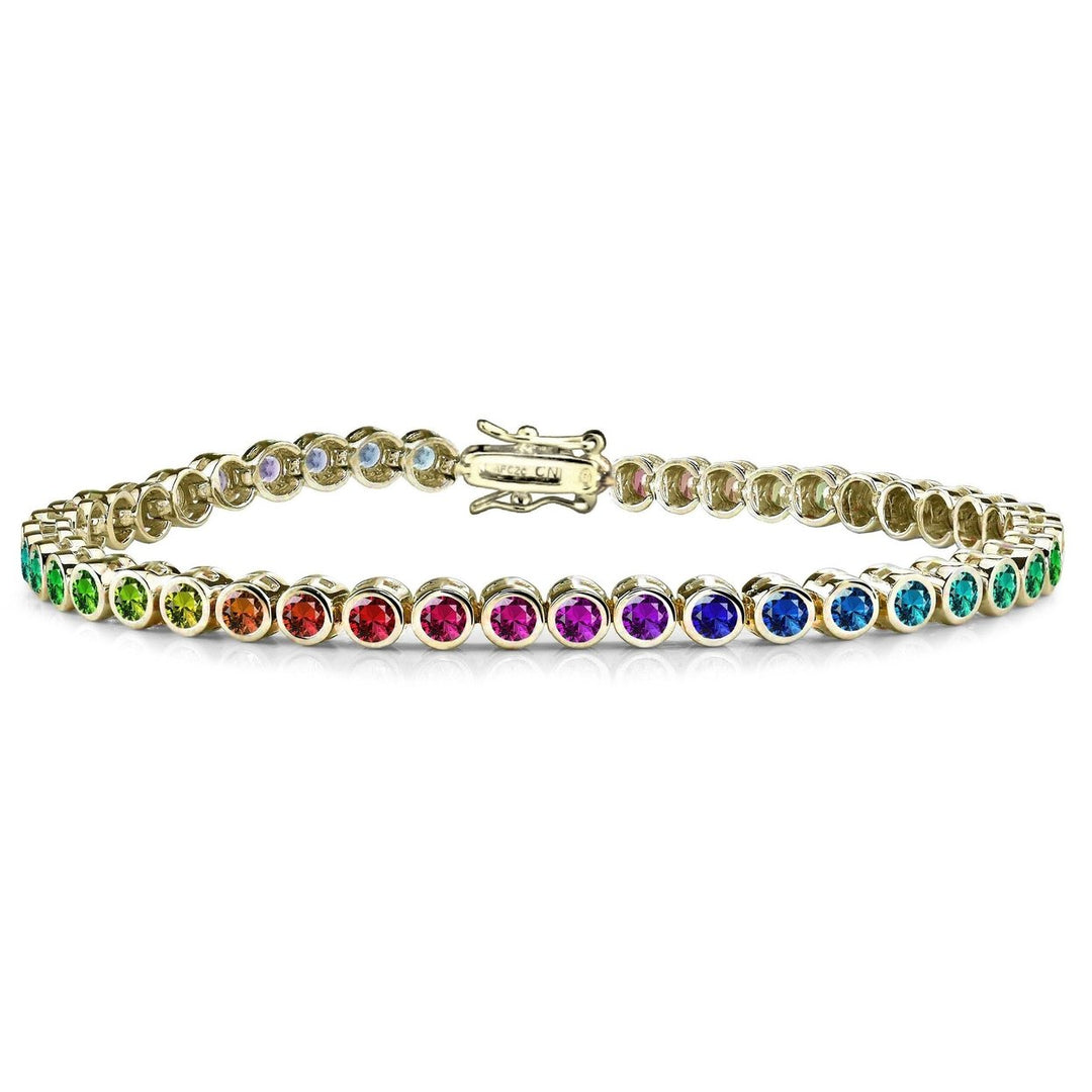 14K Gold Plated 3MM Multi Color Tennis Bracelet Image 1